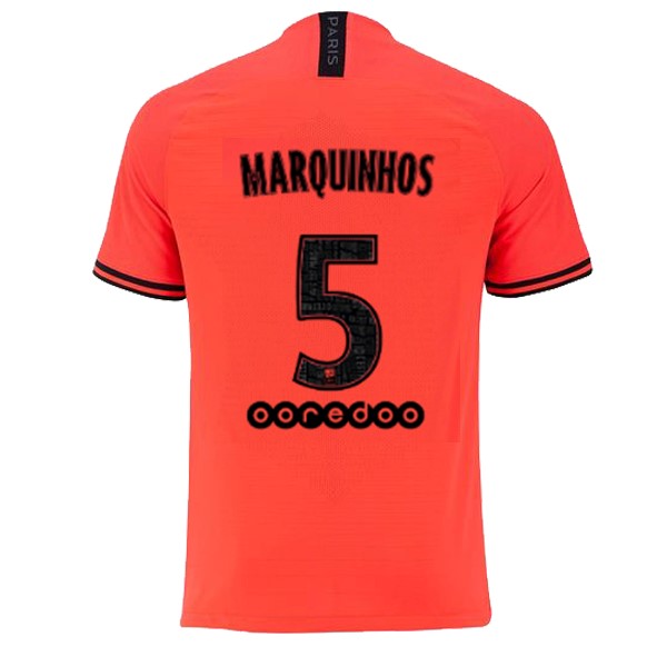 JORDAN Camiseta Paris Saint Germain NO.5 Marquinhos Segunda equipación 2019-2020 Naranja